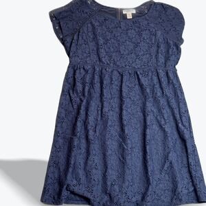 Motherhood Maternity Blue Lace Dress XL Short Sleeve Career Casual‎
